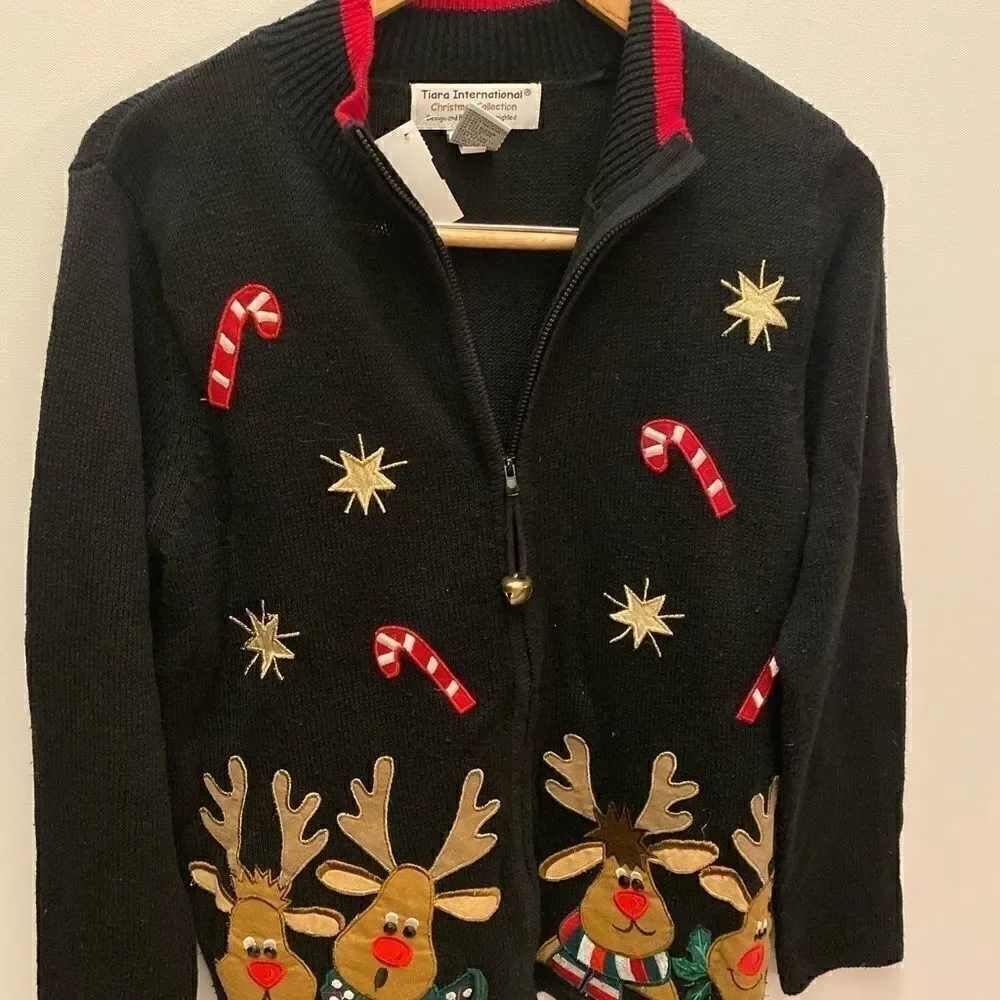 Tiara International spectacular zip up sweater